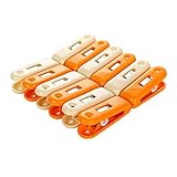 Material: Kunststoff Wukong Direct Wäscheklammern aus winddichtem Kunststoff zum Aufhängen von Clips, 12-teilig, Weiß, Orange, Mittel