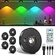 Schrankbeleuchtung USB Aufladbare RGB Katzenaugen LED Spot Akku mit Fernbedienung - 9 Farben, Dimmbar, Magnetisch, Timer, LED Unterbauleuchte Vitrinenbeleuchtung Regal Beleuchtung (6er Pack)