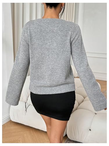 Verdusa Women's Long Sleeve Bow Tie Cardigan Round Neck Knitted Bolero Shrugs2