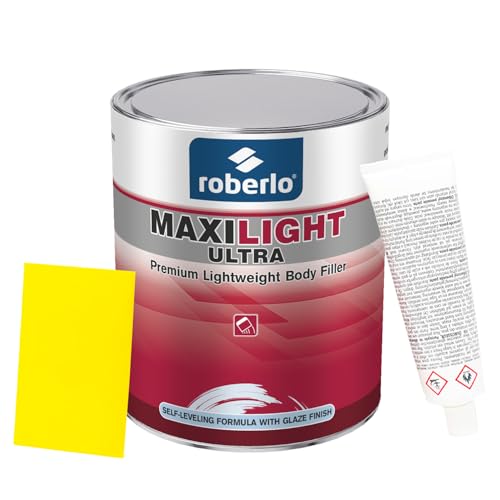 Roberlo Maxilight Ultra Body Filler Kit – Advanced Scratch, Dent & Rust Repair – Lightweight Car Putty for Steel, Aluminum, Fiberglass – Versatile Auto Body Filler for Seamless Finishing