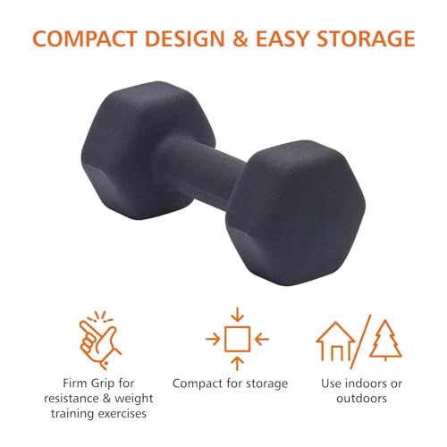 Image of AmazonBasics Neoprene Dumbbell 2 Kg, Set of 2 (Black)