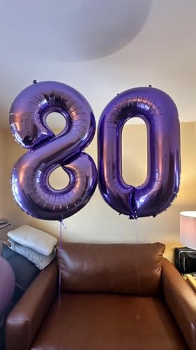 Image of Number Balloons Purple 28 Balloon 40 inch for 28 Birthday Party Decoration | Saturated Color, Large 40 in, With Straw & Hanging Hole, For Back-to-School Season, Wedding, Christmas, New Year, Anniversary