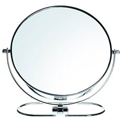 HIMRY Folding Double Sided Make Up Mirror 10x Magnification 8 Inch 360 ° Rotating Cosmetic Mirror Dressing Table Mirror (2 Mirrors: Normal and 10 x Magnification - Chrome KXD3125 - 10x Cover