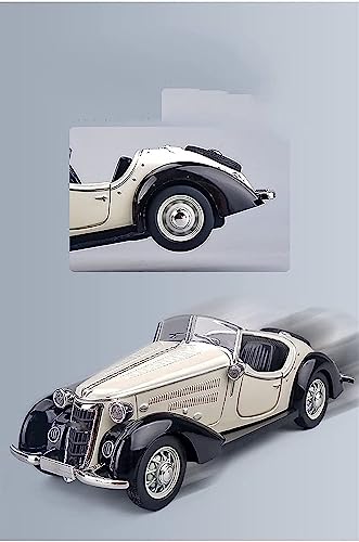 Image of DEOXY 1:32 Scale Vintage Car Die-Cast Metal Pullback Car Toy with Friction Powered, Lights, and Sounds for Kids Boys and Girls Children (White)