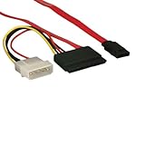 KENTEK 18 Inch in SATA Device Data Cable with Power Adapter 26 AWG 7 Pin-15 Pin to 7 Pin-4 Pin LP4 5.25' Molex Serial ATA Connector Internal for PC Mac HDD