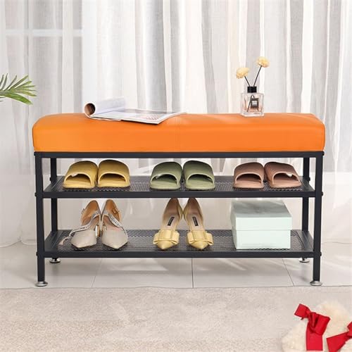 Étagère à chaussures d'entrée banc de rangement compact en métal - 7