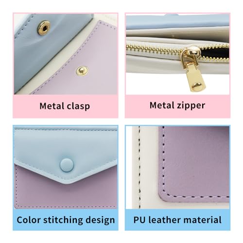 Womens Wallet, PU Leather Credit Card Holder for Women and Girls, Bifold Card Holder Wallet with Zipper Pocket, Cute Credit Card Wallet for Cards, Receipts, Cash (pink)2