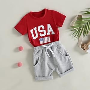 Adobabirl Baby Boy Shorts Set Summer Clothes Short Sleeve Striped Pocket Tshirt and Shorts Casual Toddler Boy Outfits