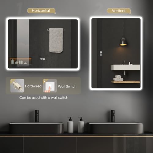 Helangel Bathroom Mirror with LED Lights, 50×70cm LED Bathroom Mirror with 3 Colors Dimmable, Anti-Fog, Memory Function, HD Tempered Glass, IP44, Horizontal/Vertical - Cosy Home Interiors Helangel Bathroom Mirror with LED Lights, 50×70cm LED Bathroom Mirror with 3 Colors Dimmable, Anti-Fog, Memory Function, HD Tempered Glass, IP44, Horizontal/Vertical - Image 7