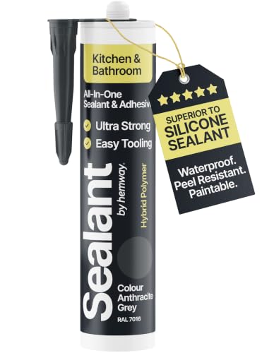 Image of Hemway Kitchen & Bathroom Anthracite Gray Sealant & Adhesive 300ml 1 Pack