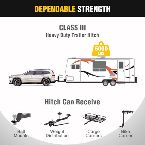 Image of Nilight Class 3 Trailer Hitch Fits Toyota Highlander 2020 2021 2022 2023 2024 2025 (Not Fit XSE Models) 2 inch Hitch Receiver Multi-Fit Hitch to Receive Ball Mount Cargo Carrier Bike Rack Tow Hook