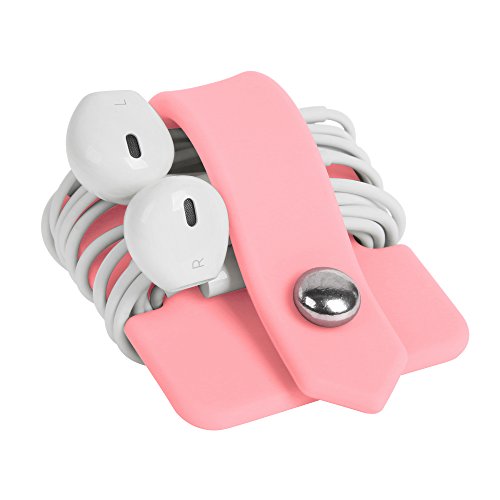 Image of Cord Organizer Earbuds Holder Earphones Wrap Headset Headphone Wrap Winder Cord Manager Cable Winder Pink