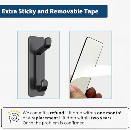 pickpiff Self Adhesive Hook, 6KG Extra Sticky and Strong, Black 4 Pack - View 6