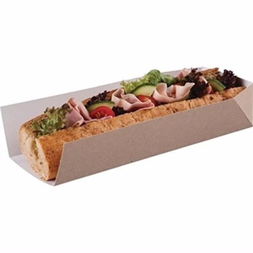 Kompostierbare Baguetteschachtel mit offener Seite – 25 cm