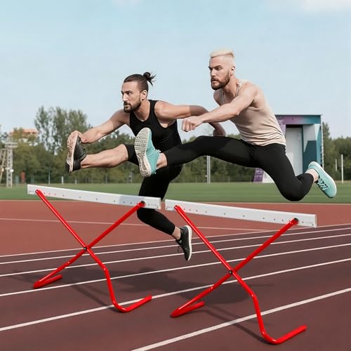 image for Seenelling 2 Pcs Adjustable Height Training Hurdle Red Track and Field