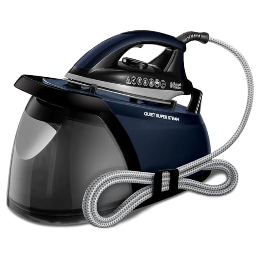Russell Hobbs Quiet Steam Generator Iron, 1.8 Removable Tank, Ceramic Soleplate, 350g Shot of Steam, 200g Steam Output, Replaceable anti-limescale filter, Vertical Steam, Cord storage, 2400W, 24470