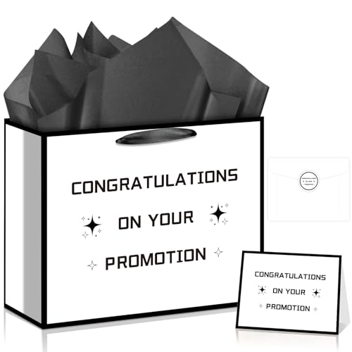 Promotion Gift Bag New Job Gift Bag with Wrapping Paper Card Sticker Envelope Congratulation Gifts for Her Him Coworkers Boss Getting Promoted Party Decorations Funny Coworker Leaving Going Away Gifts