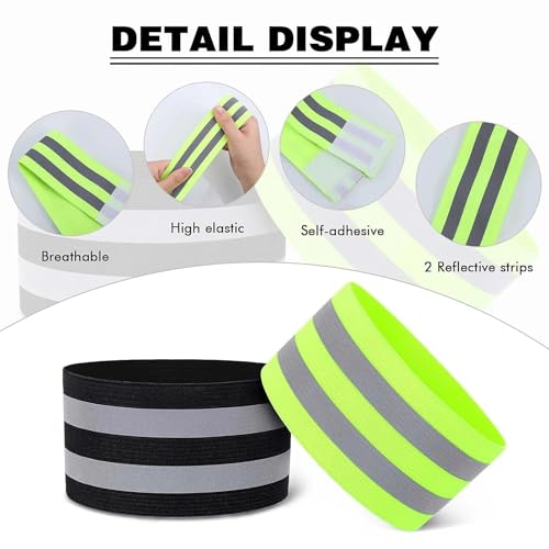 txuzong 10 Stück Doppel Reflektorbänder, Verstellbares Elastisches Hosenklammer Fahrrad in 5 Farben, Reflektorband Klettband für Unterschenkel und Arme Geeignet Joggen, Wandern und Radfahren im Freien
