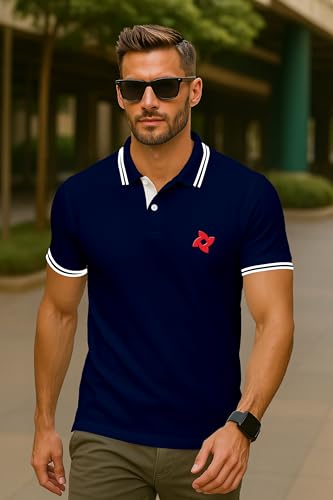 Image of Dagcros Classic Men's Polo T-Shirt with White Trim, Short Sleeve for Mens
