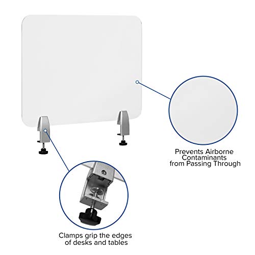 Flash Furniture Halle Clear Desktop Clamp On Acrylic Sneeze Guard Plastic Panel Desk Divider Partition Shield For Offices, Schools And Libraries #TOP2