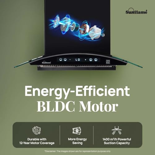 Image of Sunflame 75 cm BLDC Chimney with 1400 m /h suction | Low Noise Operation with Heat Auto Clean | 12 Year Motor Coverage | SF-RE75