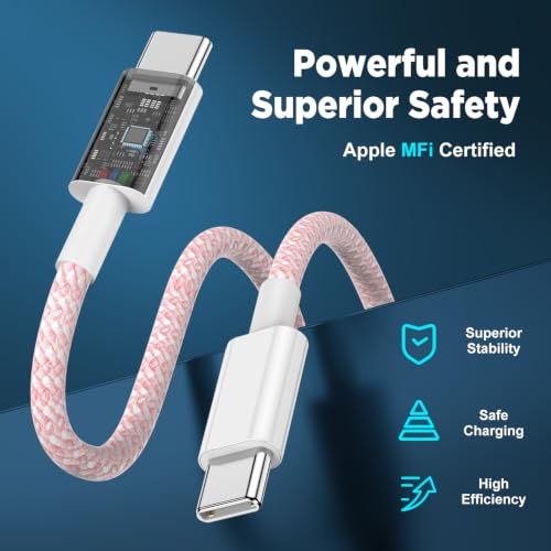 Image of USB C to USB C Cable 6FT+10FT 2Pack 60W iPhone 17 16 15 Charger Cord Long Type C to C Cable Fast Charging for Apple iPhone 17 16 15 /Pro /Pro Max /Plus /iPad Pro Air /MacBook /Air /Mini /Samsung Galaxy-Pink