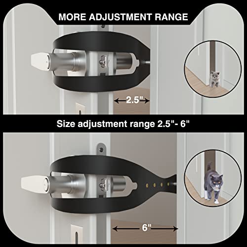 2Pcs Cat Door Holder Latch Larger Cat Door Alternative To Keep Dogs Out Of Cat Litter Boxes And Food With 5 Adjustable Sizes Strap 2.5-6" Wide Fast Flex Latch Strap Let's Cats In Easy To Install Black #TOP1