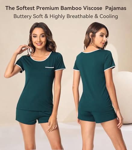 Image of WiWi Viscose from Bamboo Pajamas Set for Women Super Soft Short Sleeve Cooling Summer Plus Size Pjs Sets Sleepwear S-4X