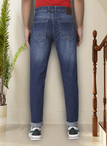 Image of i'sol Men's Tapered Fit Solid Mid-Rise Stretchable Casual Jeans
