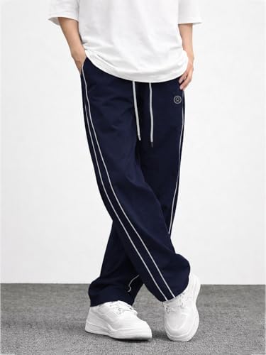 Image of CHKOKKO Men's Relaxed Track Pants for Gym Workout Running Casual Wear Sports Lower with Pockets Adjustable Drawstring Waist Lightweight Quick Dry Activewear Fitness