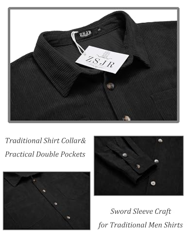 Men's 2 Piece Outfits Corduroy Casual Long Sleeve Shirt Pant Sets Fall Fashion Tracksuits4