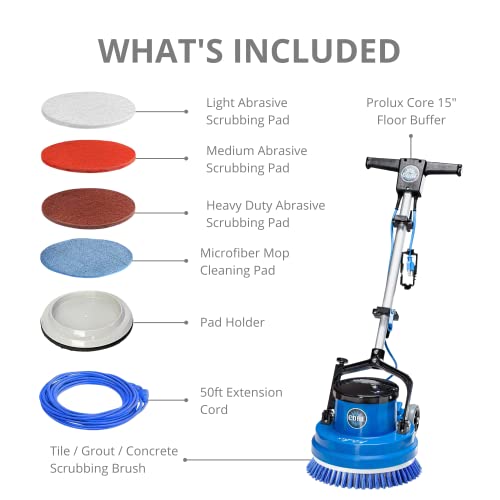 Prolux Core Heavy Duty Single Pad Commercial Polisher Floor Buffer Machine Scrubber (15 Inch Commercial Duty) #TOP3