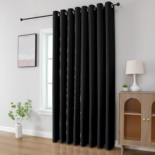 Image of Cortina 80-90% Blackout Solid Door Curtains 7 Feet Set of 2 - Thermal Insulated | Curtain for Living Room | Drapes for Bedroom | (7 Feet, Black)
