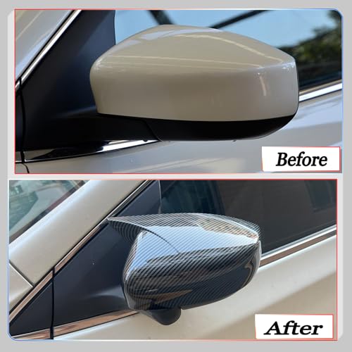 Image of Side Mirror Cover,for Nissan sentra 2013-2019, Carbon Fiber Side Rear Mirror Covers Body Kit Accessories for Cars(Without Turn Signal Cutout)