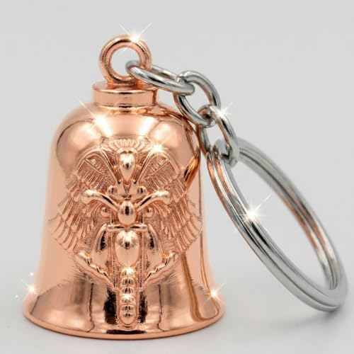 Image of OTTAVO Motorcycle Guardian Bell Keychain, Winged Bike Embossed Design, Metal, Biker Accessory