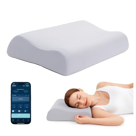 Smart Memory Foam Pillow with Bluetooth Sleep Tracking App, Built-in Anti-Snore Airbag, Ergonomic Contour Curve Design for Head & Neck Support, Snore Relief and Better Sleep