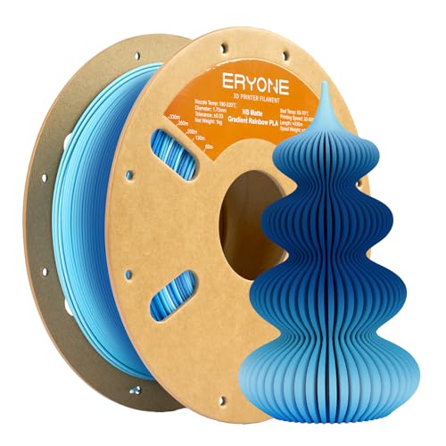 Image of ERYONE Matte Gradient Rainbow 3D Printer PLA Filament 1.75 + /- 0.03mm, HS Matte Multicolor High Speed Filament PLA 1KG(2.2LBS) Spool, Glacier(Blue White Lightblue)