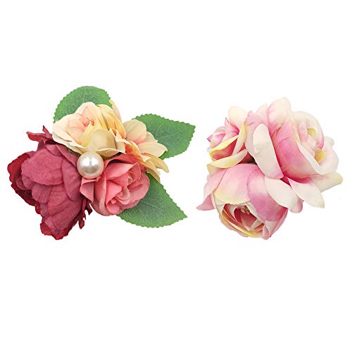 2 Pack Flower Hairpin Hair Clip Flower Pin Up Flower Brooch for Women Girl Beach Party Wedding Boho Accessories (FLW2PCS-02)