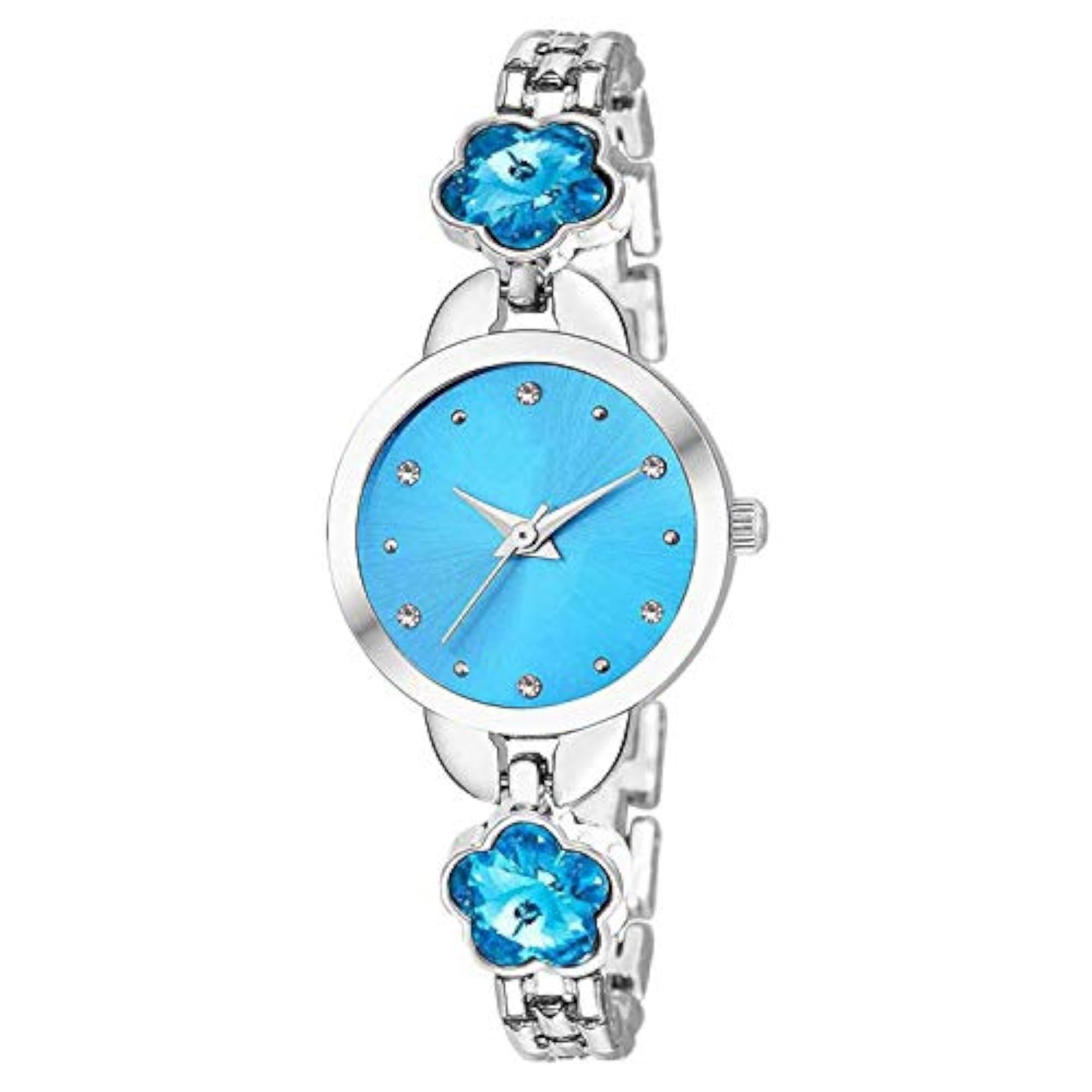 Women's Blue & White Dial Silver & Golden Strap Analogue Watch, Pack of 2