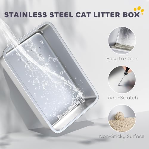 Arenero metálico PawHut XL con tapa para gatos grandes miniatura 4