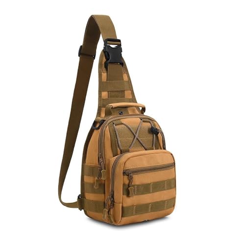 All Access Trading Backpack Molle Tactical Sling Chest Pack Shoulder Bag Outdoor Hiking Travel (Khaki)