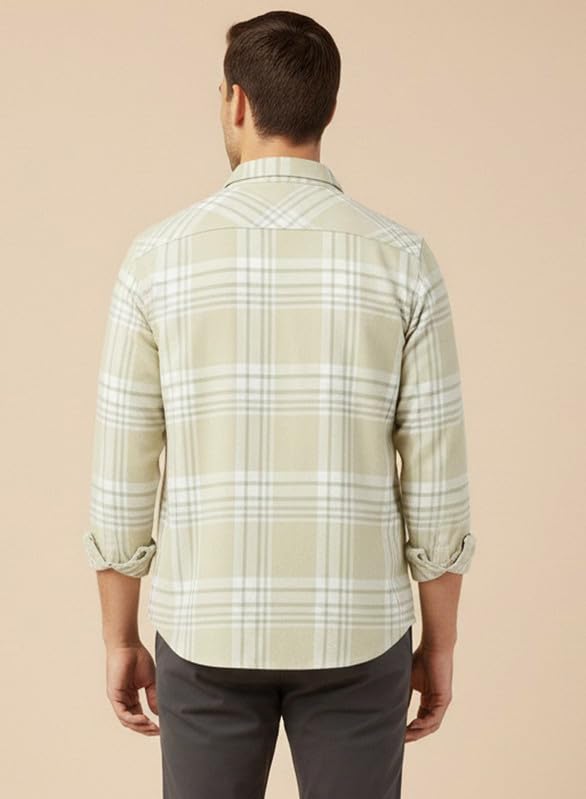 Image of DEELMO Men's Stylish Cotton Blend Casual Chakes Shirt || Full Sleeve Shirt with Dual Flap Pockets Fabric || Perfect for Casual and Classic Fit & Style || Stylish Everyday Wear