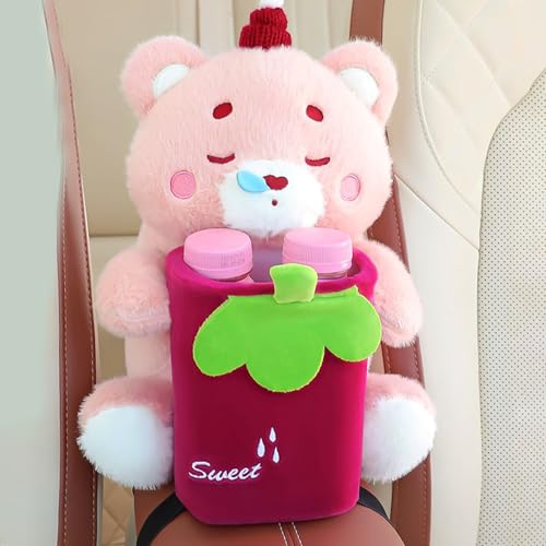 Bote de basura para coche de felpa suave con soporte para pañuelos integrado 4