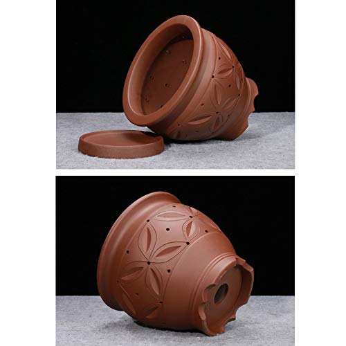 Maceta de cerámica artesanal morada vintage para cactus 6