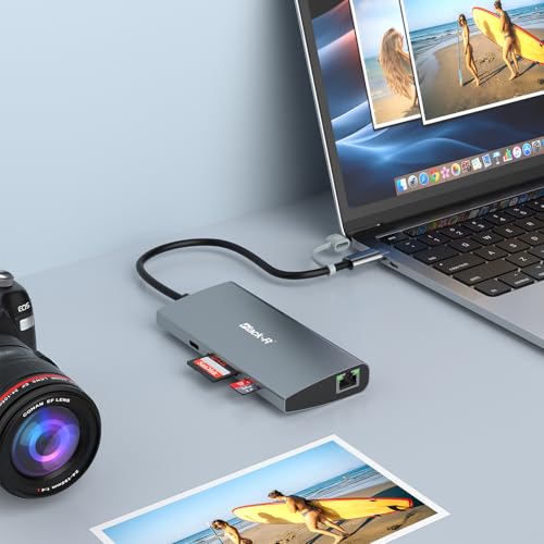 Image of Black-R Amazon USB C Hub, with Ethernet RJ45 8-in-1 USB Type C Hub with 4K HDMI Power Delivery SD /TF Card Reader Multi USB Port for Laptop and Other Type C Devices MacBook Pro M1 M2 M3 M4