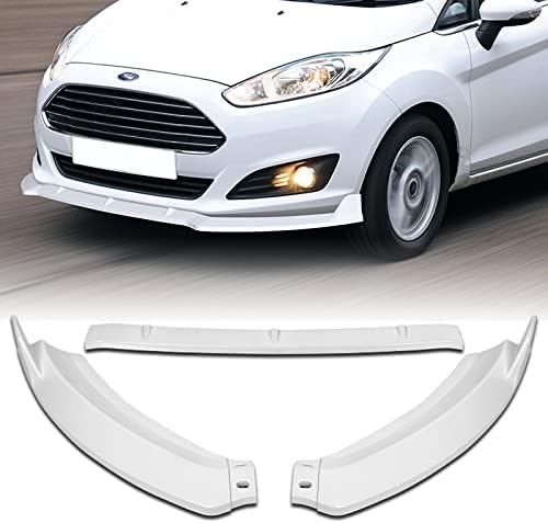 3PCS Front Bumper Lip Kit fit for compatible with 2014-2019 Ford Fiesta, STP-Style Splitter Trim Protection Spoiler, Air-Dam-Chin-Diffuser (Painted White)
