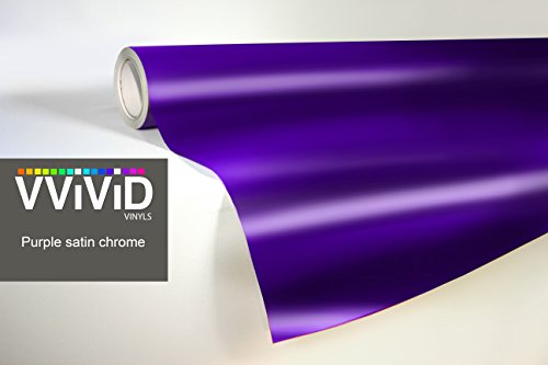 Purple Satin Chrome Vinyl Wrap Stretch Conform DIY Easy to Use Air-Release Adhesive (1.5ft x 5ft)