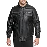 Levi's Men's Vintage Deer Faux Leather Aviator Bomber (Standard and Big & Tall), black sherpa, Large