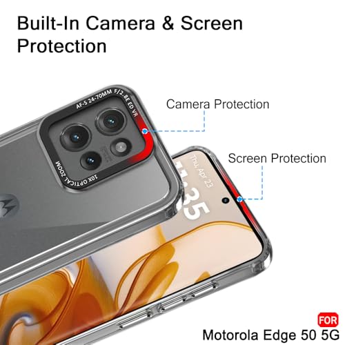 Image of TheGiftKart Hybrid Shockproof Back Cover Case for Motorola Moto Edge 50 5G | Stylish Camera Border | Electroplated Buttons | Crystal Clear Hard Back Cover Case (TPU & PC, Smoked Bumper)