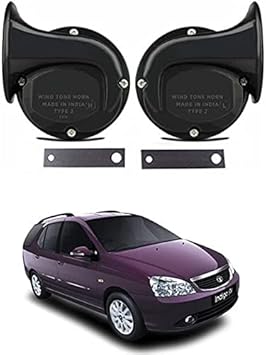EIAC Universal Windtone Jalwa Horn (2 and 4 wheelers), Black color, Heavy plastic body, Set of 2, 12V voltage For Indigo Universal For All Models
